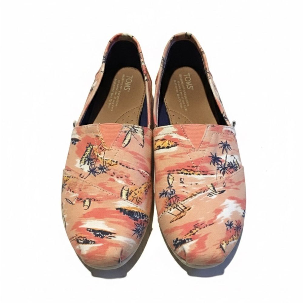 TOMS Classic Alpargata Tropical Sunset Hawaiian Print Size 6.5 Resortwear Beachy